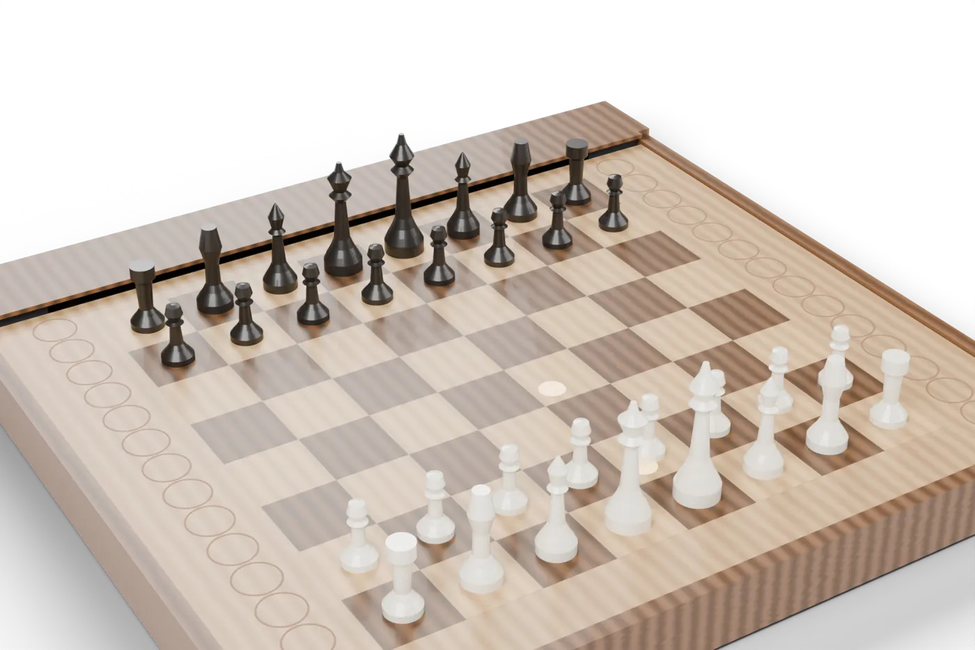Rendered self-playing chess board, assembled