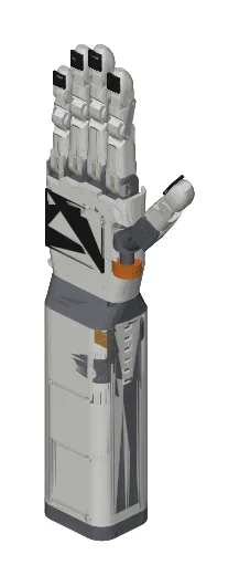 Robot hand and forearm, open